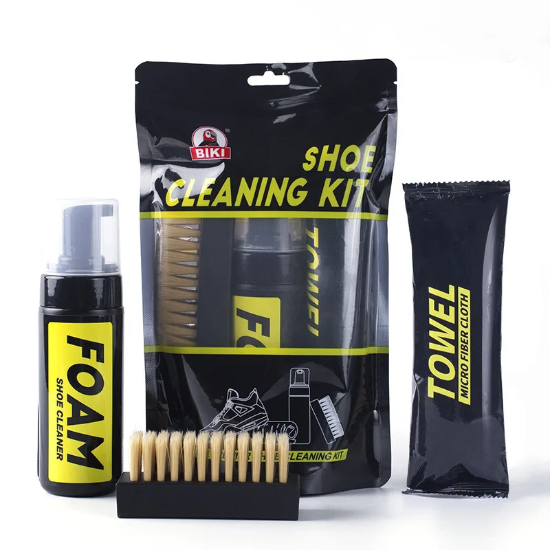 White Sneaker Care Kit - 150MLシューズ用ドライクリーニングセット、水を使わないフォームスニーカークリーナー（ブラシと布付き）、白い靴やブーツ用