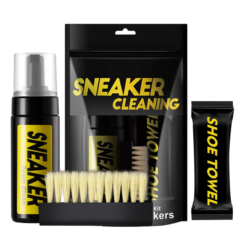 White Sneaker Care Kit - 150ml ホワイトスエードブーツドライクリーニングキット 水を使わないフォームスニーカークリーナー ブラシとクロス付き 靴のお手入れ用