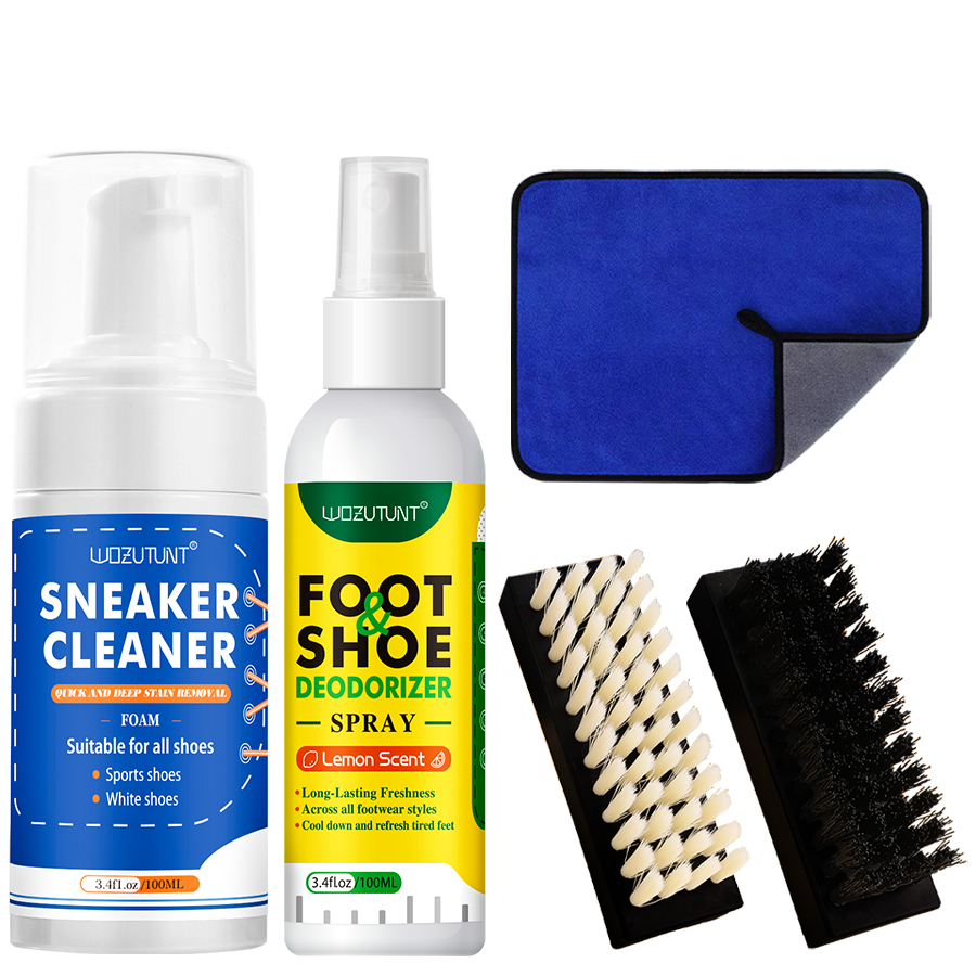 White Sneaker Care Kit - ホワイトシューズクリーナーキット スニーカークリーナー フォームと足の靴の消臭スプレー 臭い用 レザー テニス